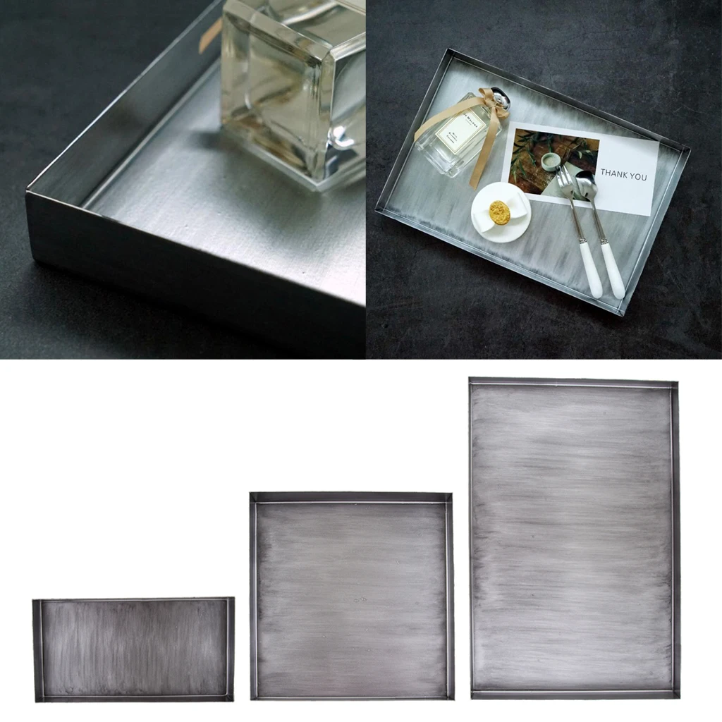 Rectangle Iron Platter Serving Tray for Breakfast Cakes Cookies Bread Fruits Vegetables Organizer and Storage
