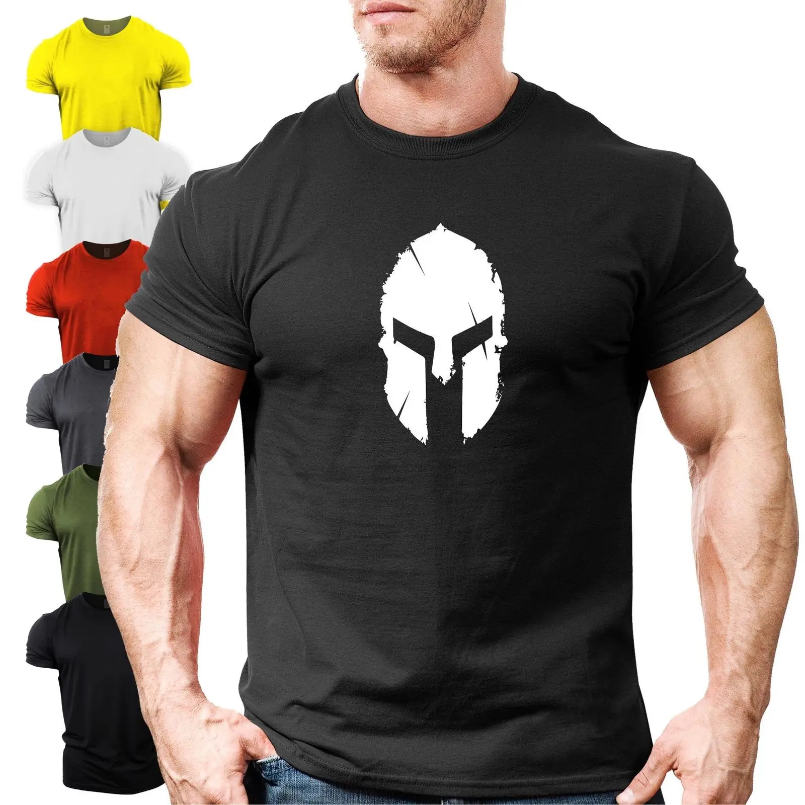 

Spartan Helmet | Bodybuilding T-Shirt Print T Shirt Mens Short Sleeve Hot Tops Tshirt Homme freeshipping