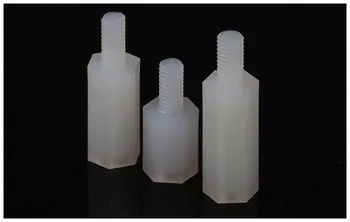 

Nylon column external hex Single head isolation column insulated white M2 M2.5 M3 M4 spacers Plastic screws amplifier board nuts