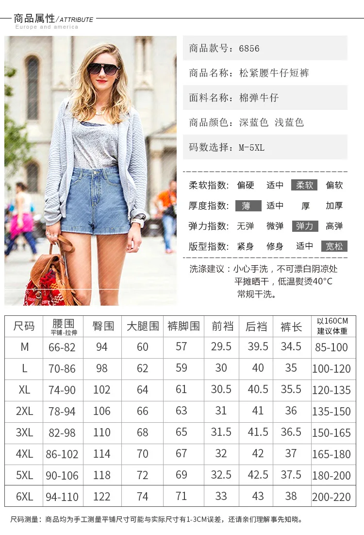 L-6XL Плюс Размер повседневные женские джинсовые шорты летние модные свободные широкие шорты очень большие женские шорты с высокой талией