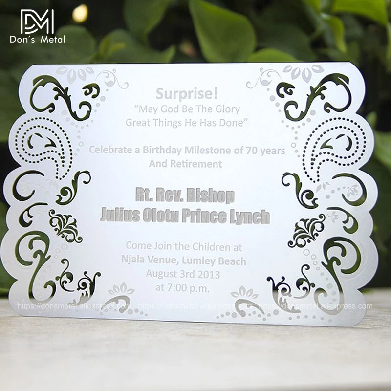 

Personalized metal invitation stainless steel invitation letter design customization