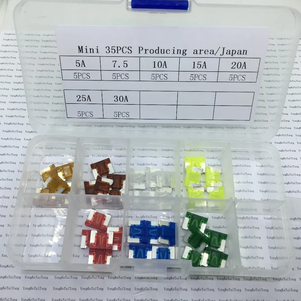 

35PCS 5A 7.5A 10A 15A 20A 25A 30A Mini-car-Fuse