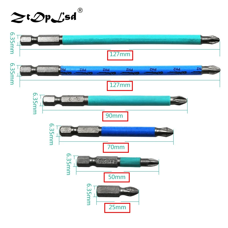 ZtDpLsd 1 шт. 1/" 6,35 мм шестигранный хвостовик легированная сталь Магнитная Крестовая головка Отвертка Набор бит инструмент Отвертка головка