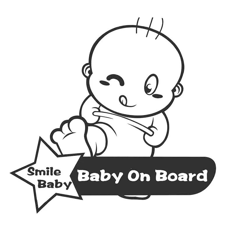 1Pcs 20.6*19.5cm Smile Baby O Board body car sticker anime Funny accessories Cartoon stickers and decals car-styling | Автомобили и