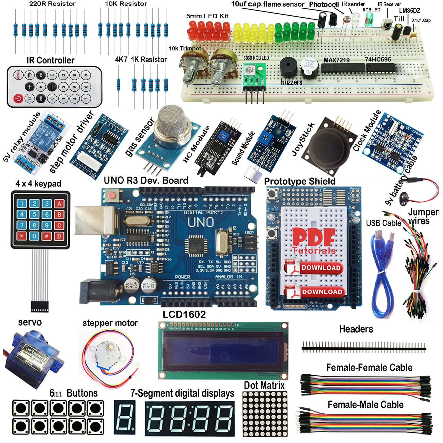 Конечной UNO R3 стартовый комплект для Arduino клавиатуры RTC 1602LCD Серводвигатель газовое реле