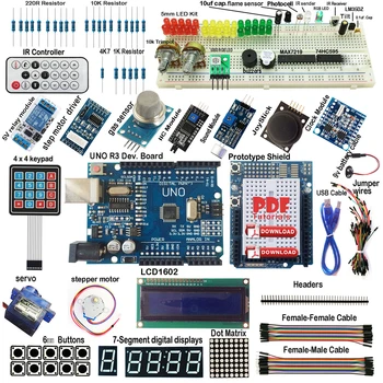 

ULTIMATE UNO R3 Starter Kit for Arduino Keypad RTC 1602LCD Servo Motor Gas Relay