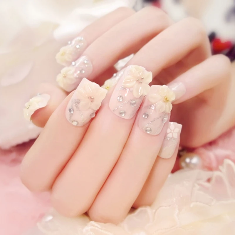 Petal Flower Fake Nails Art Tips Acrylic Nail False Artificial Nail in