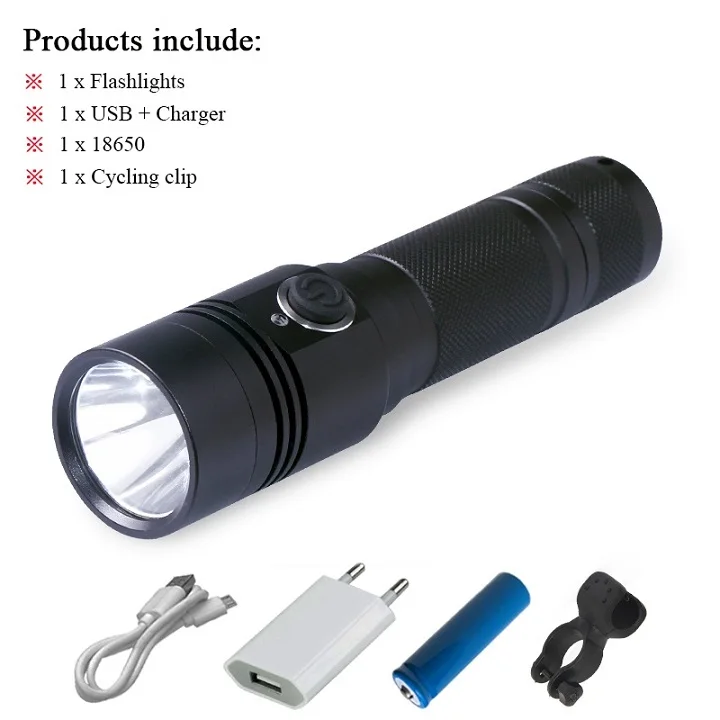 6000 люмен высокомощный Тактический светильник-вспышка USB XML-L2 мощный светодиодный светильник-вспышка 18650 аккумулятор водонепроницаемый фонарь для кемпинга - Испускаемый цвет: T6