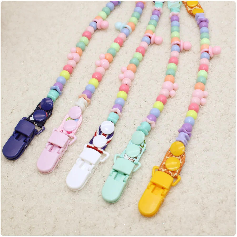 

Baby Pacifier Clip Chain Wooden Beads Dummy Clip Chupetas Soother Chew Pacifier Clips Leash Nipple Holder Teether Anti-Drop Rope