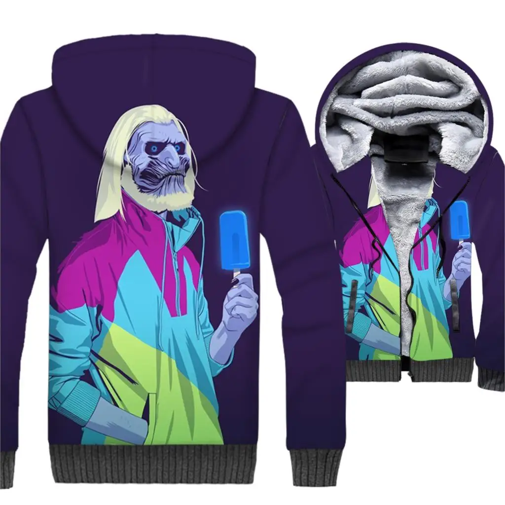 

Game of Thrones Jacket 3D White Walkers Hoodie Men Sweatshirt Winter Thick Fleece Zipper The Night King Coat Hip Hop Streetwear