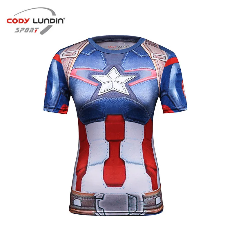 

2017 Star Wars Cooling Avengers Superhero Superman Captain America Casual T Shirt Women's compression bodybuilding shirt