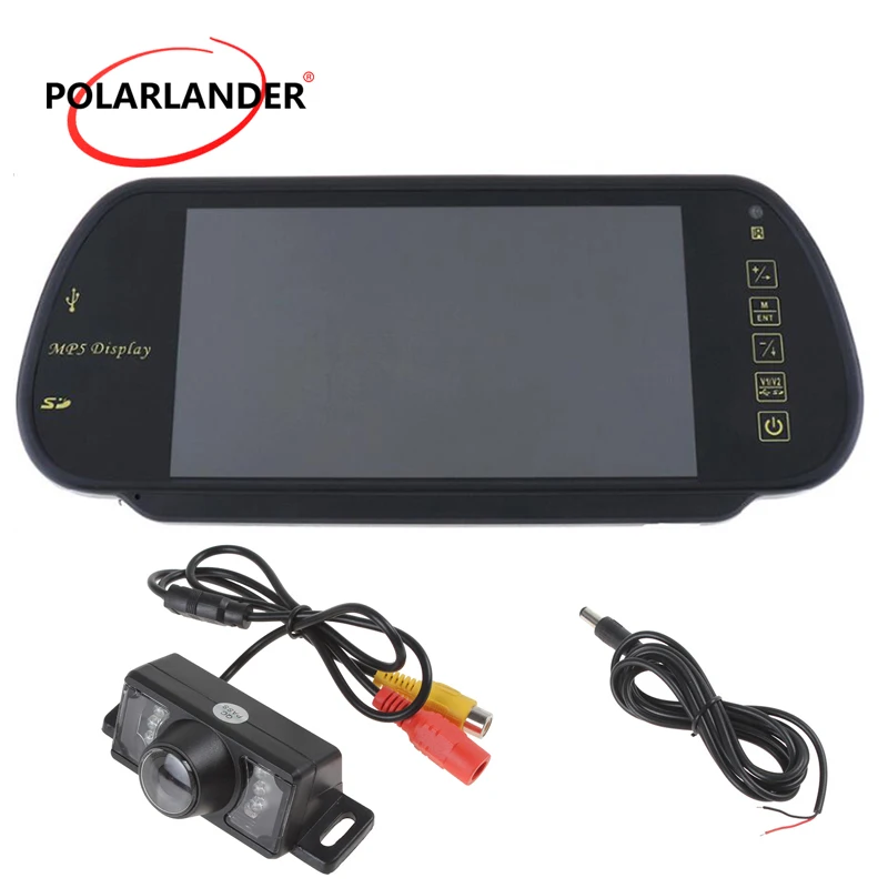 7 дюймов TFT Экран 800*480 MP5 USB/SD/FM камера заднего вида со светодиодной подсветкой HD Дисплей автомобильный монитор заднего вида Парковка Системы 12-24V подключаемые блоки питания