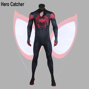 

Hero Catcher Top Quality 175cm Tall Spider-Man Into the Spider-Verse Cosplay Costume Miles Morales Costume With U zipper For Men