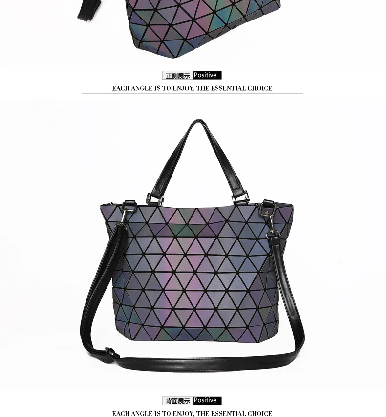 ZYJ Women Sequins Luminous Plaid Shoulder Bags Girls Handbags Casual Deformable Lattice Laser Crossbody Make Up Evening Tote Bag (13)