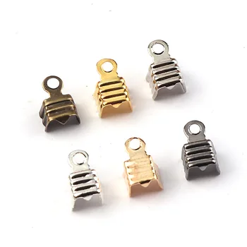 

5x7mm Crimp beads cove clasps Cord End Caps String Ribbon leather Clip Foldover DIY Necklace Connectors Jewelry Findings