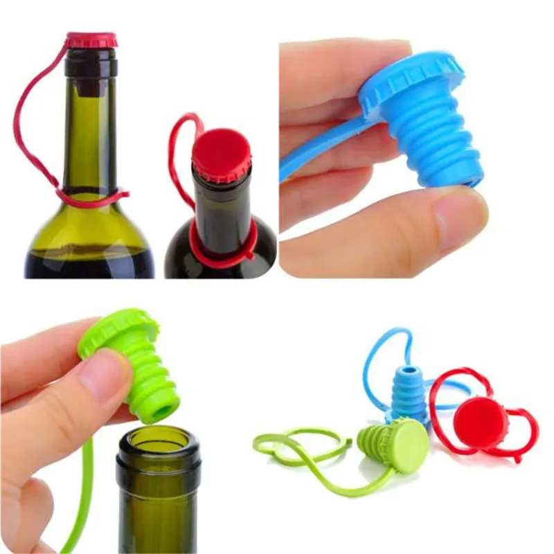 

2018 Kitchen Anti-lost Silicone Hanging Button Seasoning Beer Wine Cork Stopper Plug Bottle Cover Perfect Home Kitchen Tool kk4