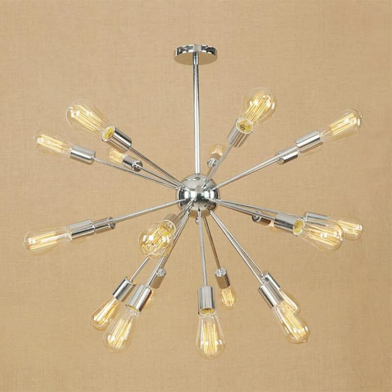 

Europe modern golden satellite chandelier hanging light LED lamp optional staircase gold pipe iron light for cafe restaurant