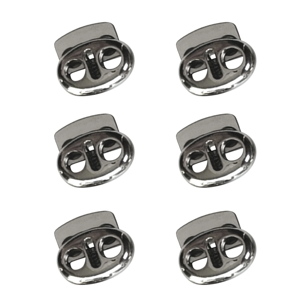 6Pcs Double Holes Oval Bean Lanyard Cord Lock Stopper Fastener Slider for Luggage Clothing Backpack