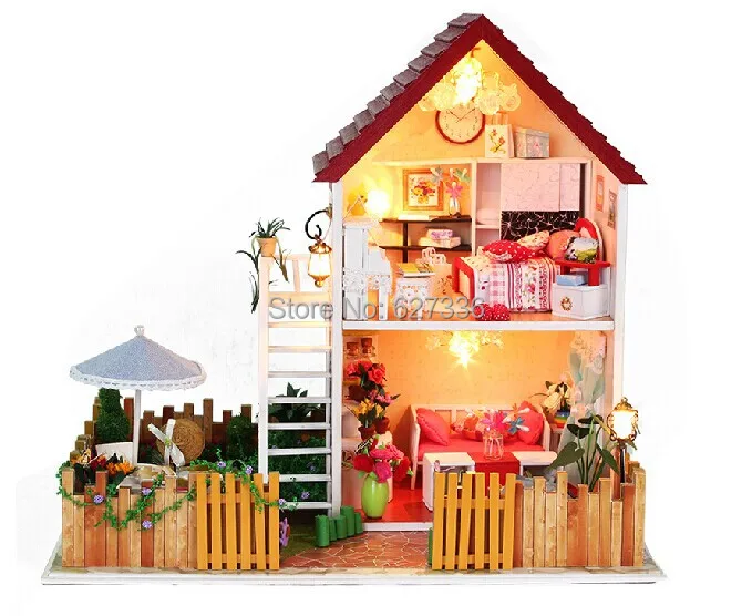 Dollhouse assembly doll house fully furnished LED lights,Dollhouse