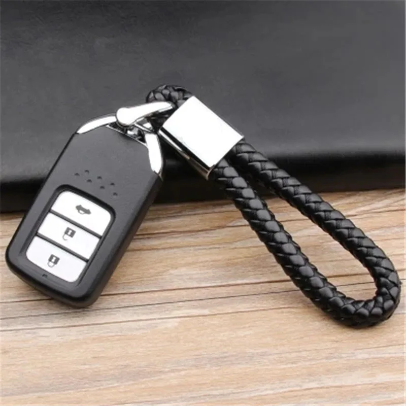 

Business Keychain Braided Genuine Leather Zinc Alloy Car Key Ring For Honda FIT XRV VEZEL CITY JAZZ CIVIC HRV Civic Crider CRV