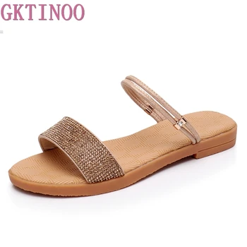 

GKTINOO 2019 Women Sandals Women Fashion Buckle Flat Heel Open Toe Summer Shoes Casual Women Sandals Big Size 34-43