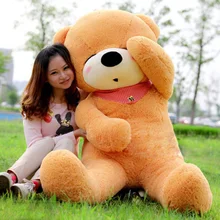 Чучело 140 см мишки плюшевые игрушки спать глаза медведь кукла Throw Подушка светло-коричневого цвета подарок w2926