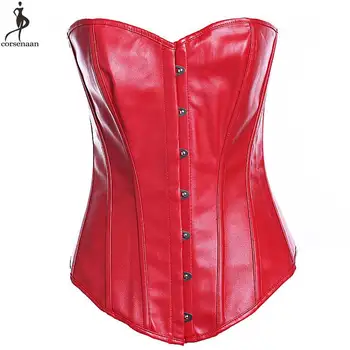 

Faux Leather Overbust Corset Solid Sexy Red Black Corsets Women Outfit Plus Size 6XL Korset Elastic Boned Bustier Busk Corselet