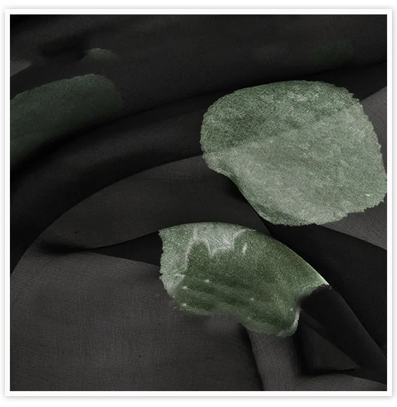 Black green dot print natural silk chiffon fabric apparel for beach dress pure silk tissu tecido stoffen cloth 6mm SP5033