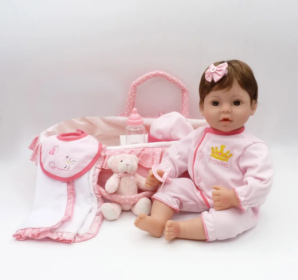 NPK корзина для сна reborn baby toy dolls 1" 41 см мягкий силиконовый винил reborn baby girl dolls bebes reborn bonecas play house toy