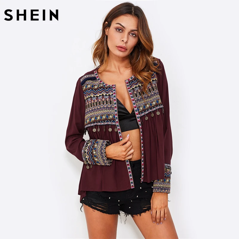 Aliexpress.com : Buy SHEIN Embroidered Yoke and Cuff Coin