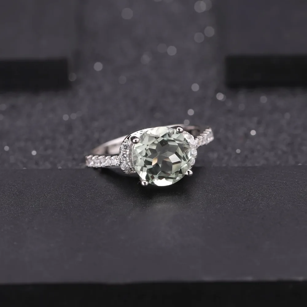 Gem's Ballet 2.73Ct натуральный зеленый аметист драгоценный камень кольцо свадебный бренд 925 пробы серебряные кольца для женщин подарок на день Святого Валентина