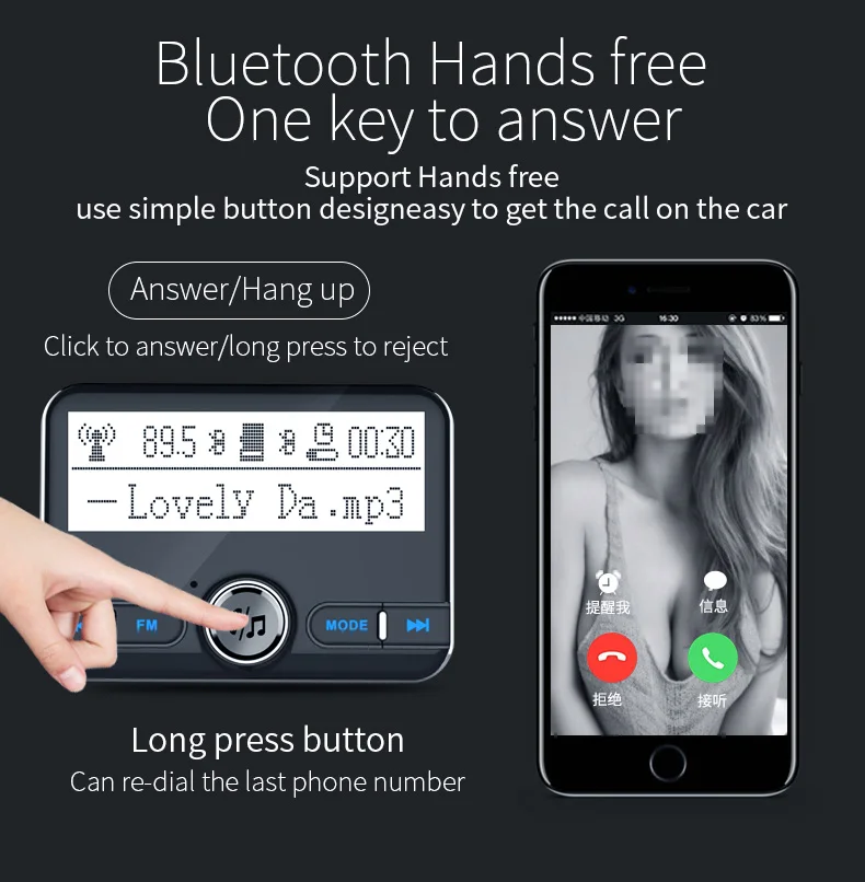 JINSERTA беспроводной FM модулятор Bluetooth Handsfree Car Kit MP3 плеер TF AUX аудио приемник 5 в 3.4A 2 USB