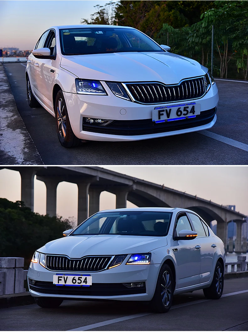 Автомобиль Стайлинг для Skoda Octavia фары автомобиля 2018 Новый Octavia светодиодный светодиодные дневные ходовые огни на передних фарах объектив