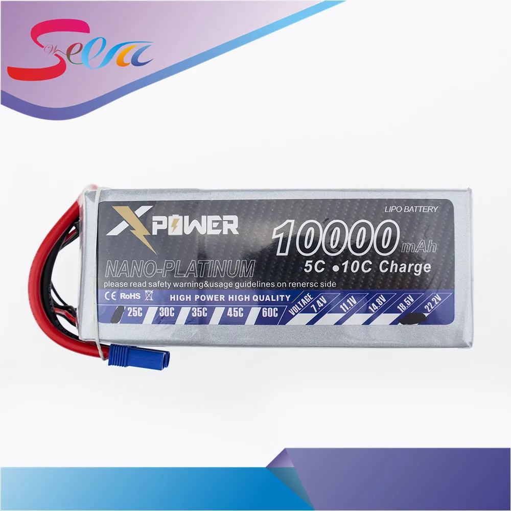 

Lipo 22.2V 10000Mah Lithium Battery 25C EC5 T XT60 XT90 plug or DIY FPV RC Helicopter Quadcopter Drone Multicopter