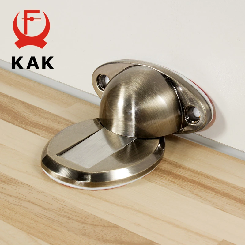 KAK Thicknessed Zinc Alloy Magnetic Door Stopper Sticker Hidden Door Holders Catch Floor Nail-free Doorstop Hardware