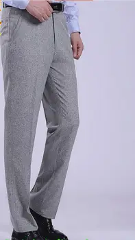 

Man Spring Plus Size High Zipper Button Solid Straight Full Length Pants Male Summer Fall Thin Cotton Trousers Men Flax Pant