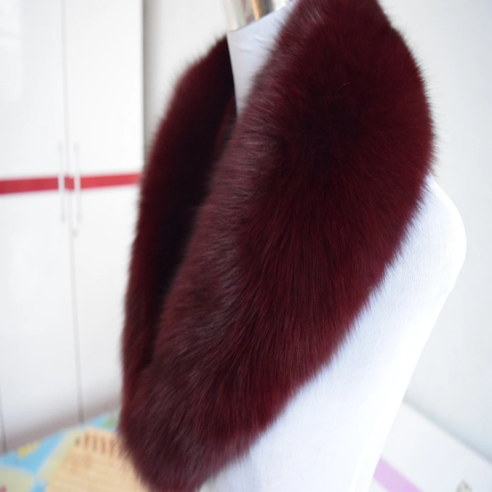 

Long Elegant New Fashion Fox Fur Real Collar Women Collar Natural Fox Fur Shawl For Down Jacket Solid Color Genuine Wholesale