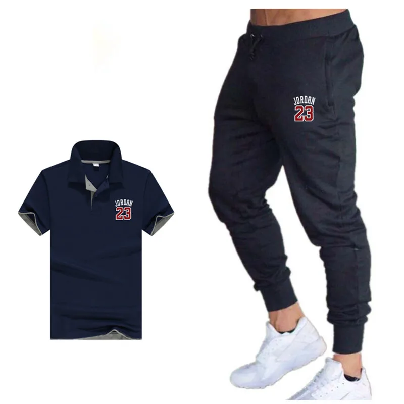

Summer high quality Men's Sets polo Shirt+pants Two Pieces Sets Casual Tracksuit Male 2019 Casual polo shirt Gyms Fitness suit