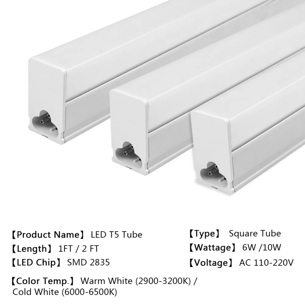 Светодиодный светильник T5 с интегрированной люминесцентной трубкой T8 300 мм 600 мм 1 фут 2 фута настенный светильник Лампада 6 Вт 10 Вт ампула теплый холодный белый 110 В 220 В