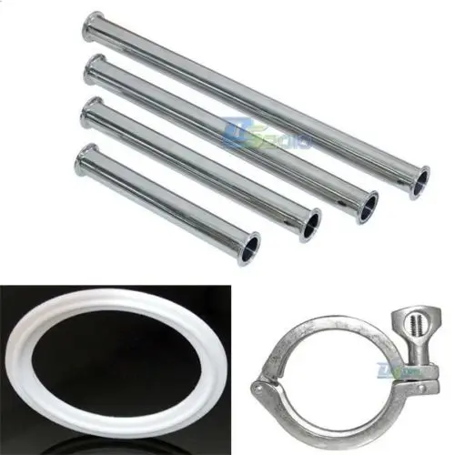 304ss 3/4 19MM Sanitary Spool Tube W/ 50.5MM Ferrule Flange+PTFE Gasket+Tri Clamp Set