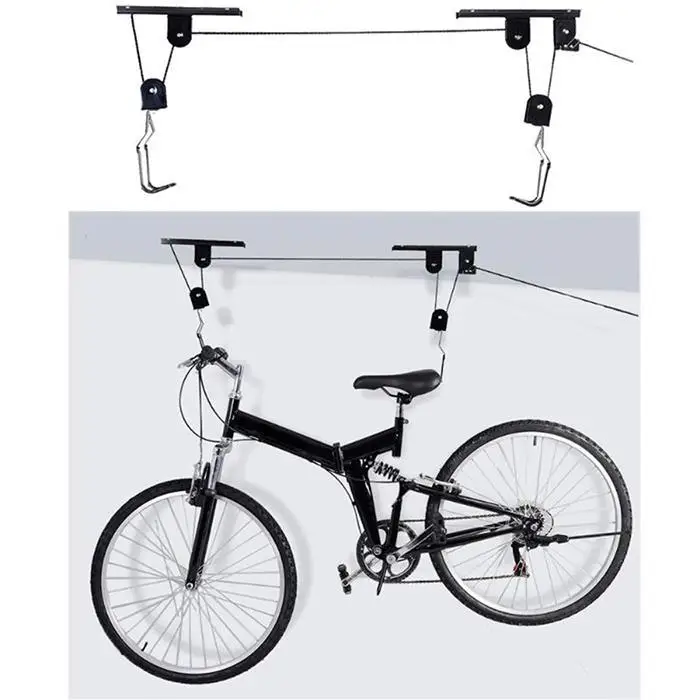 

45 lbs Strong Bike Bicycle Lift Ceiling Mounted Hoist Storage Garage Hanger Pulley Rack Metal Lift Assemblies