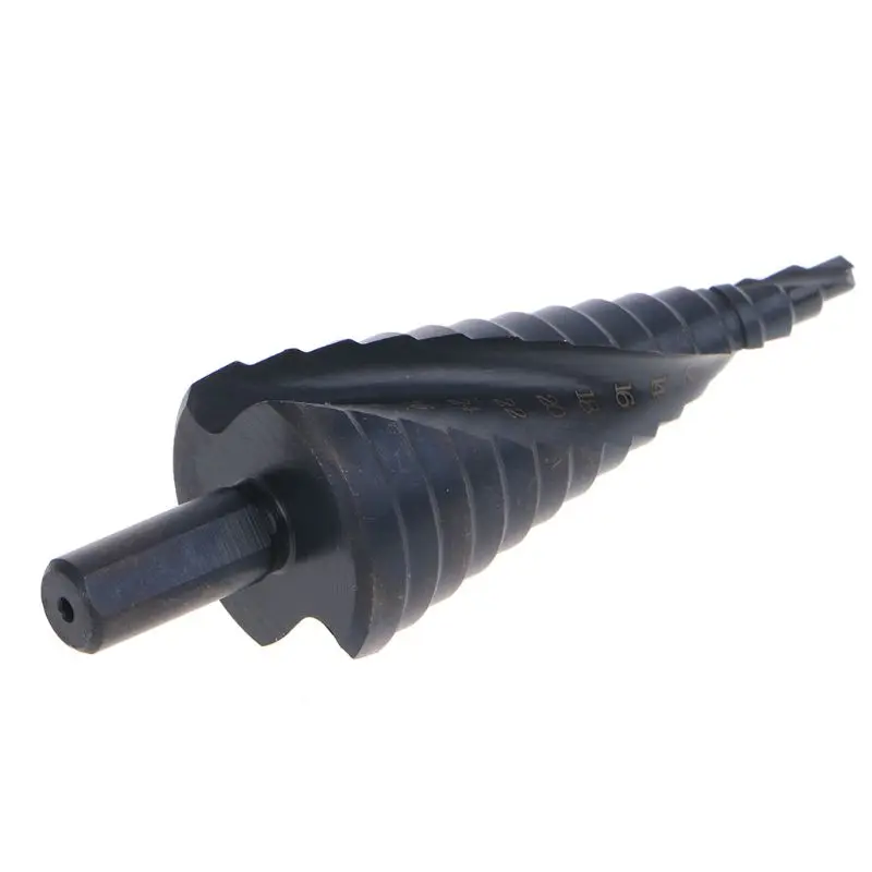 

HSS Spiral Step Cone Drill Bit Metal Hole Cutter Titanium Nitride Coated 4-32mm