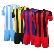 Новая Детская Мужская Футбольная трикотажная кофта с полосами рубашка с коротким рукавом шорты униформа