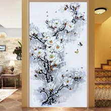 Индивидуальный размер окна стеклянная пленка двери стикер s мебель для шкафа современный стикер искусство Непрозрачный самоклеющийся белый цветок