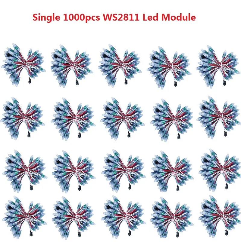 1000 шт. 12 мм WS2811 IC полноцветный светодиодный пиксельный Модуль светильник DC 5 В вход IP68 водонепроницаемый RGB цветной цифровой светодиодный пиксельный светильник полный комплект