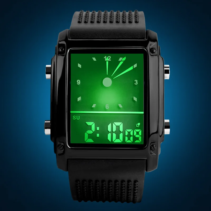 Модные мужские часы Relojes Hombre спортивные с двойным временем Цифровые Кварцевые
