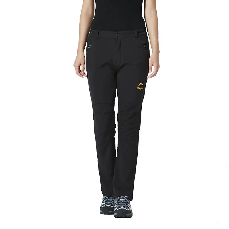 Зимние ветрозащитные флисовые штаны для альпинизма и пешего туризма, женские походные треккинговые брюки-карго, спортивные брюки, Pantalon Senderismo - Цвет: Черный