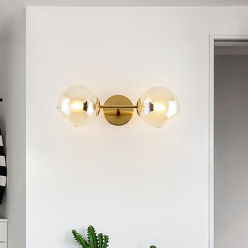 Фумат Скандинавский современный E14 Led настенный светильник стеклянные шары