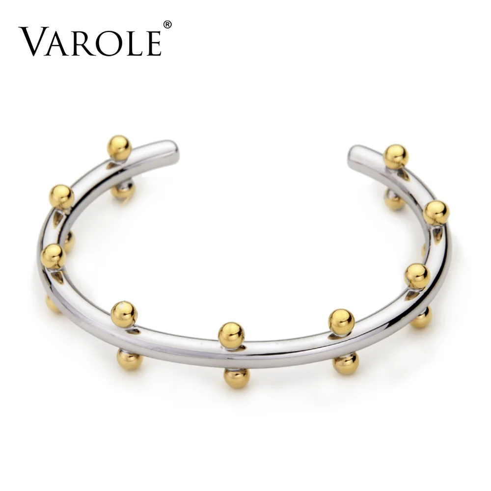 VAROLE Noeud Armband Gold Color Bracelet Manchette Bangles Metal Beads Cuff Bracelets Bangle For Women Jewelry