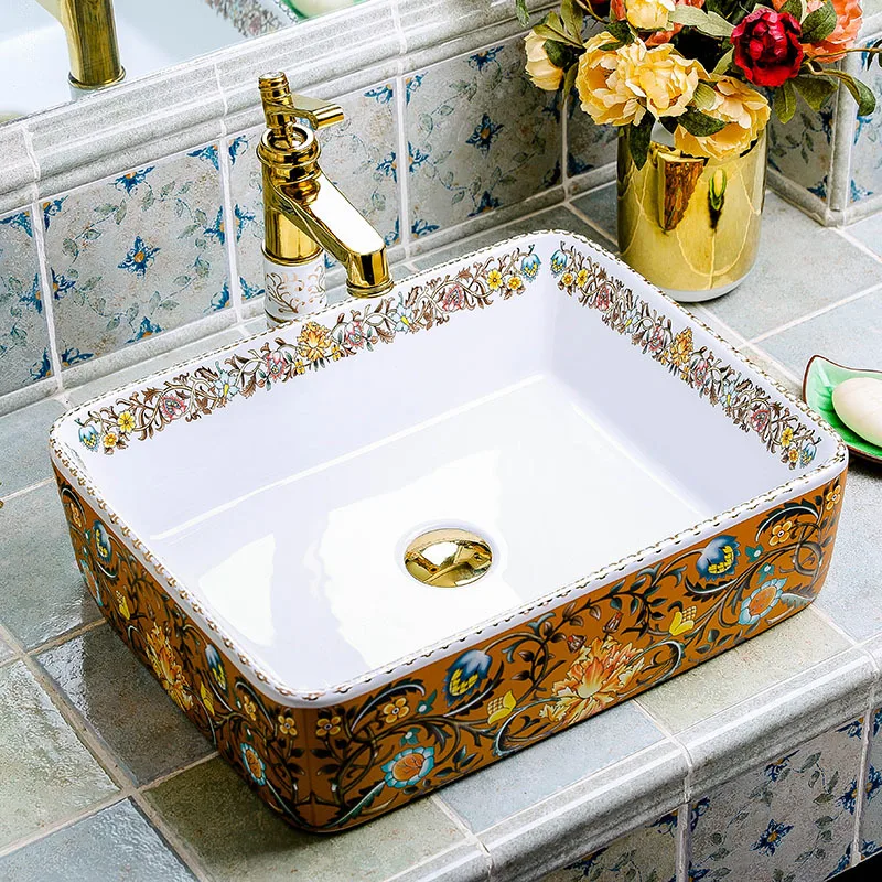 Современный стиль раковина для умывания фарфоровая красочная керамическая раковина для ванной комнаты